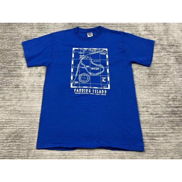 Vintage‎ Fanning Island Shirt Mens Medium Blue Short Sleeve Softeez Cotton - Picture 1 of 12
